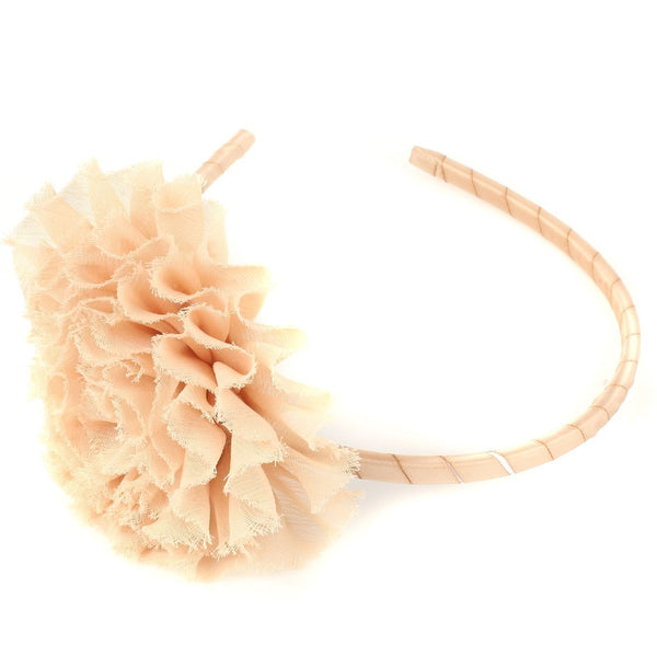 Kids Dream Girls Gold Mesh Large Ruffle Flower Narrow Headband - SophiasStyle.com